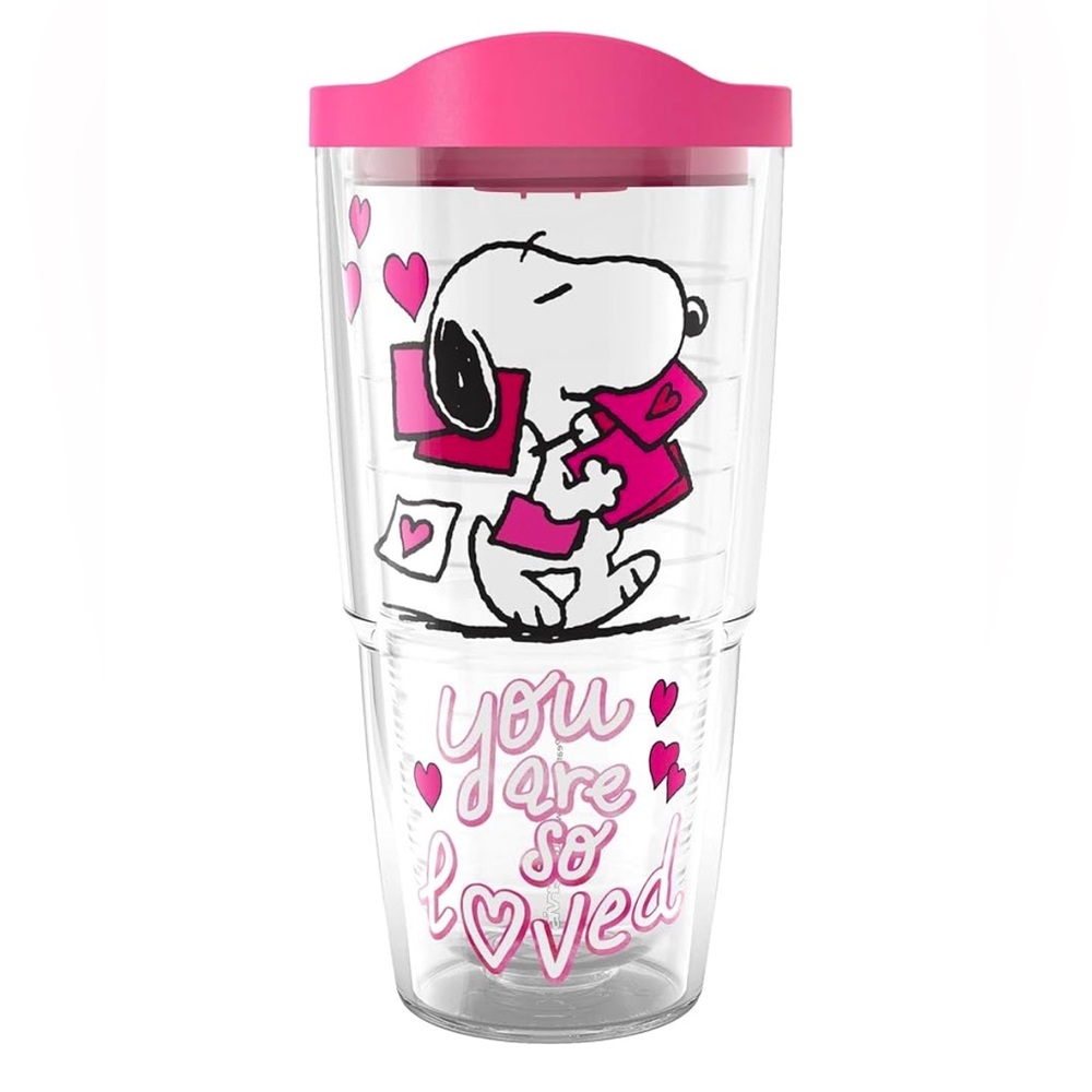 🩷NWT Snoopy Tervis You Are So Loved 24. OZ Tumbler Hot /Cold Hot Pink Lid